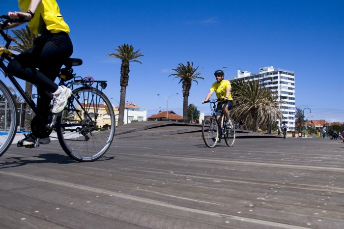Cyclists at St. Kilda
